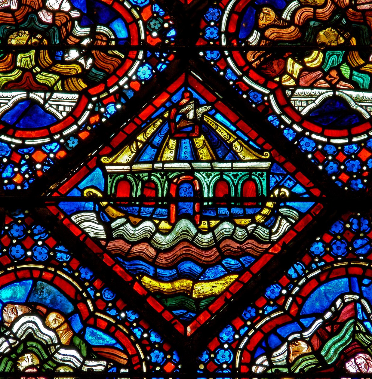 La ventana de Noé: la paloma es liberada del arca de French School