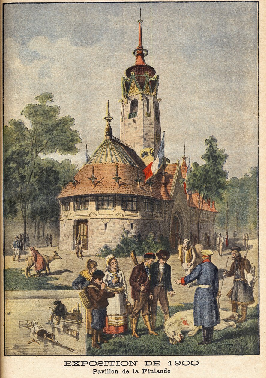 El Pabellón de Finlandia en la Exposición Universal de 1900 en París - Ilustración para Le petit Journal, 21 de octubre de 1900 de French School