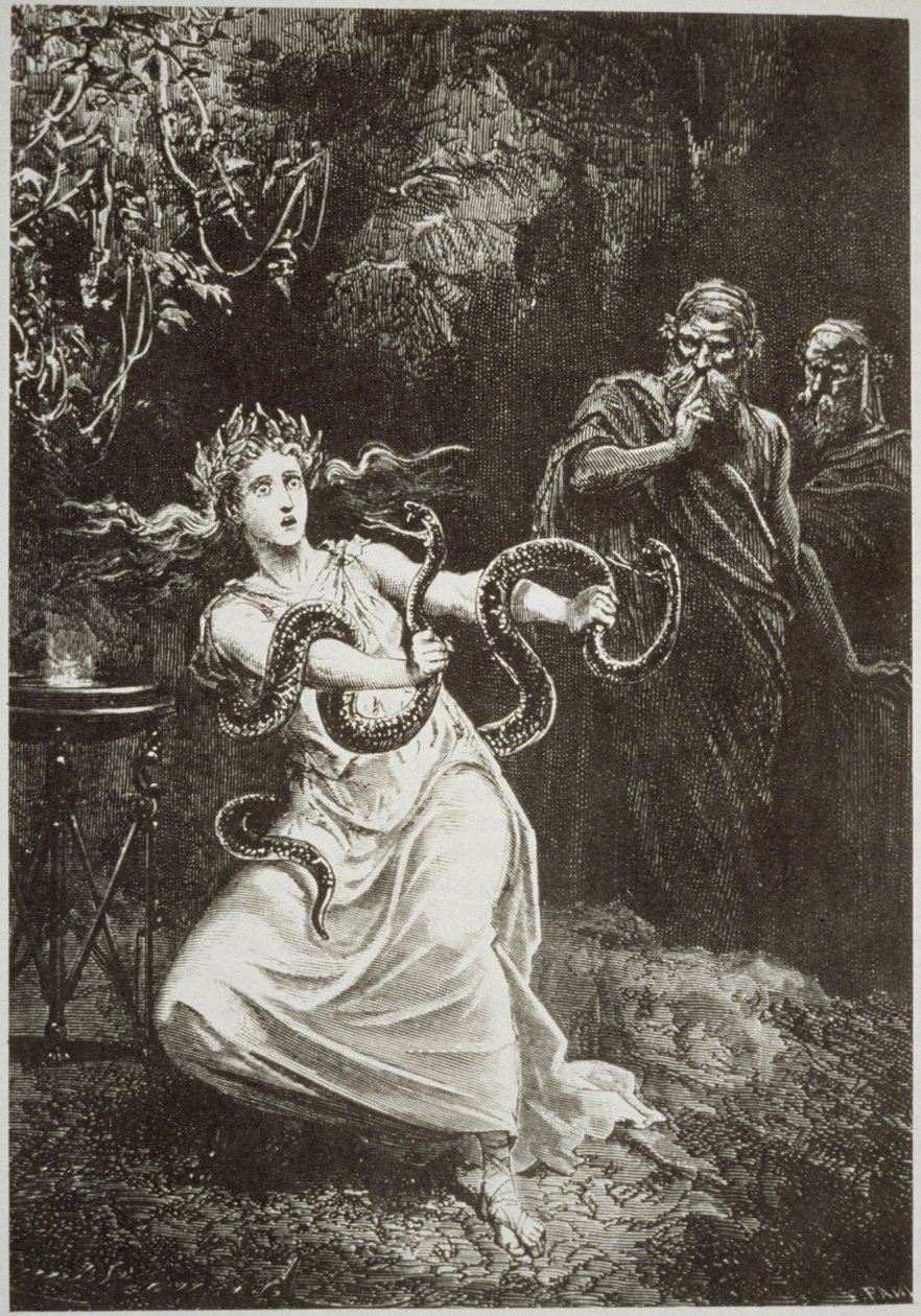 La Pitia, de LHistoire de la Magie por Paul Christian, ilustrado en Historia de la Magia, publicado a finales del siglo XIX de French School