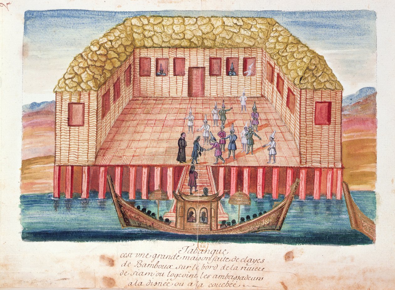 La residencia de los embajadores franceses en Siam, de una cuenta de los jesuitas en Siam, 1688 de French School