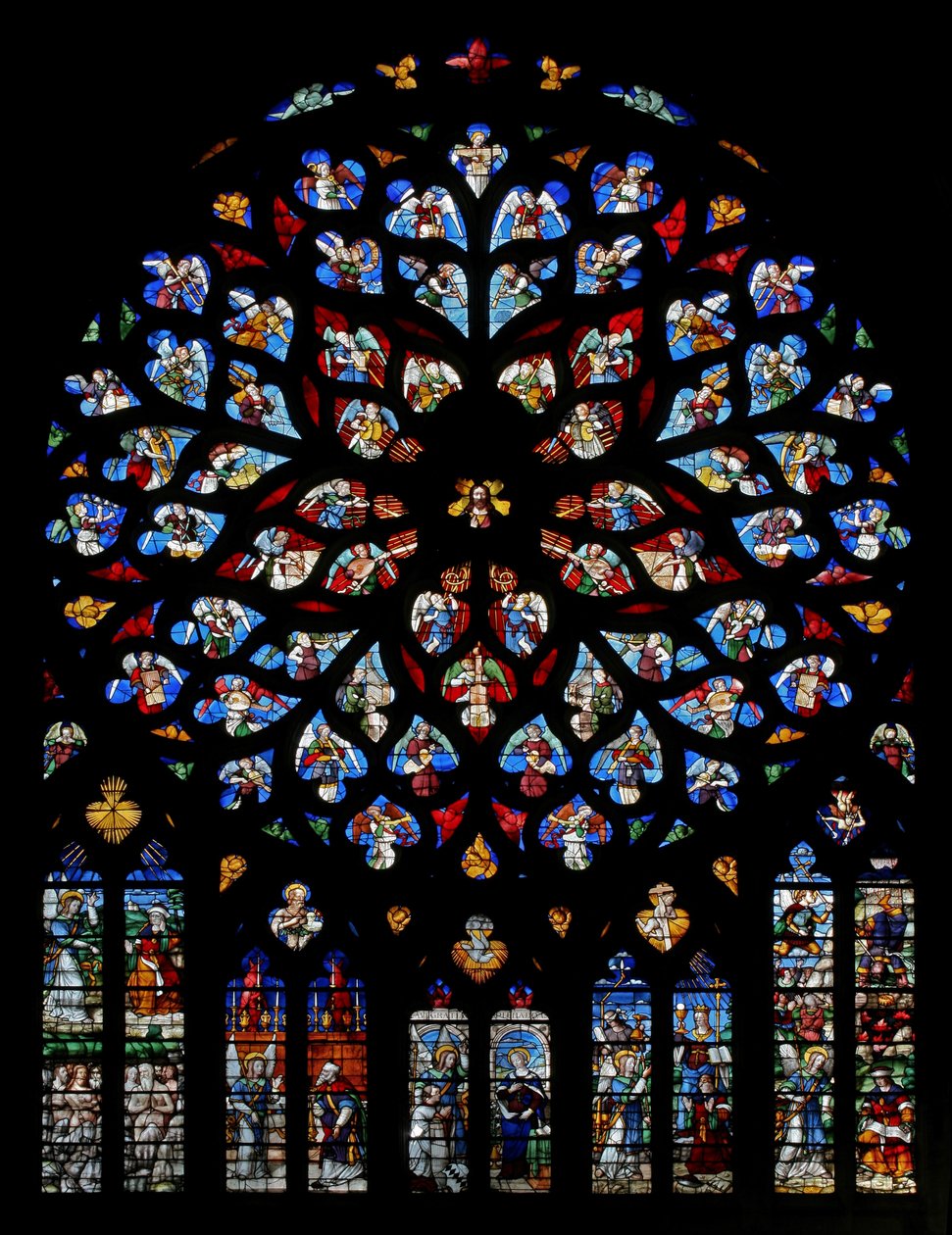 El Rose de Paradis con músicos angélicos, antes de 1520 de French School