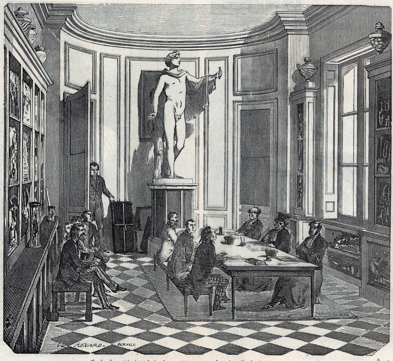 La Escuela de Medicina de París - un examen en la sala de instrumentos - Grabado en “Tableau-de-Paris” de Edmond Texier 1852 de French School