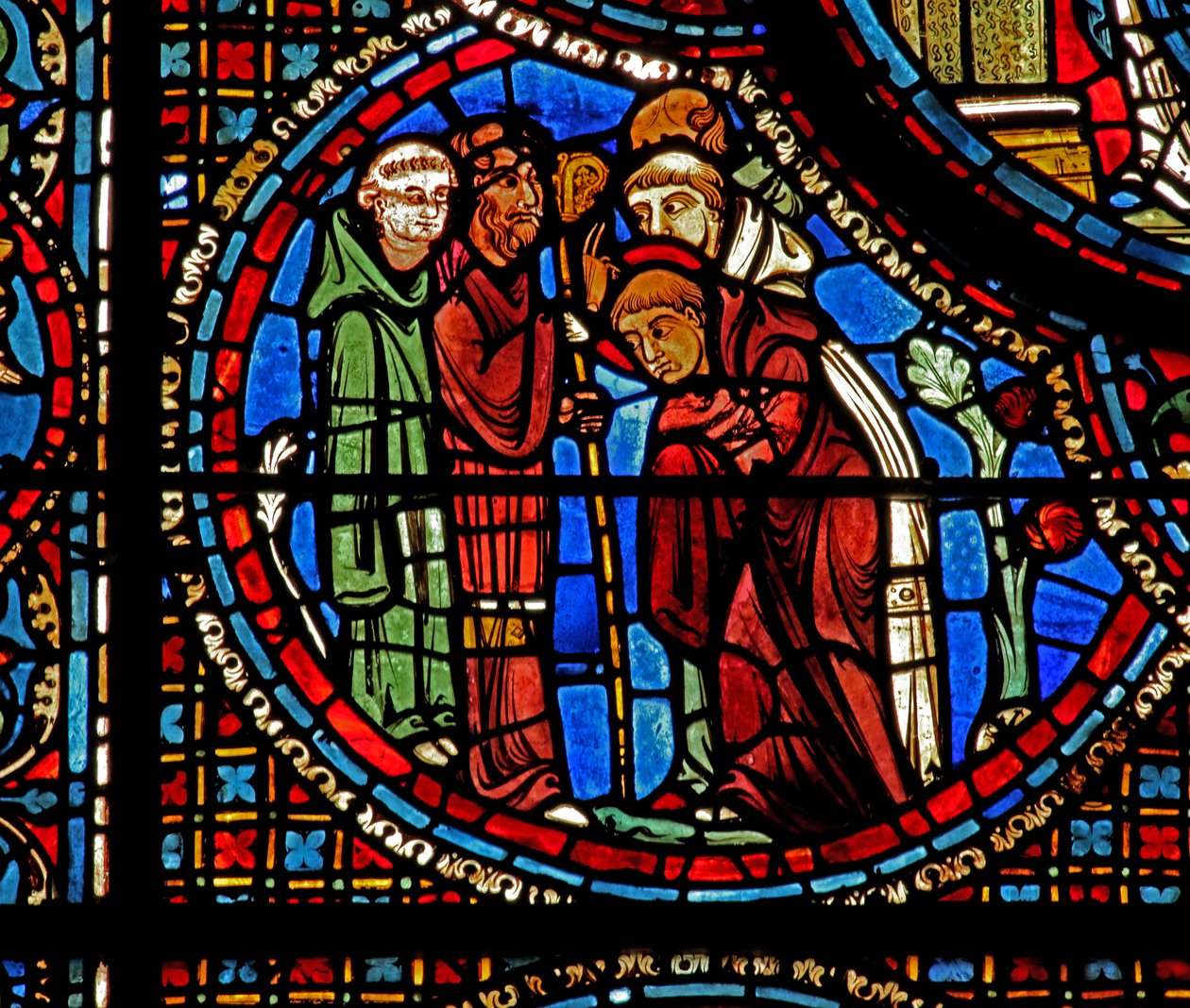 La ventana de San Lubin: San Avito bendice a Lubin y a los dos monjes de French School