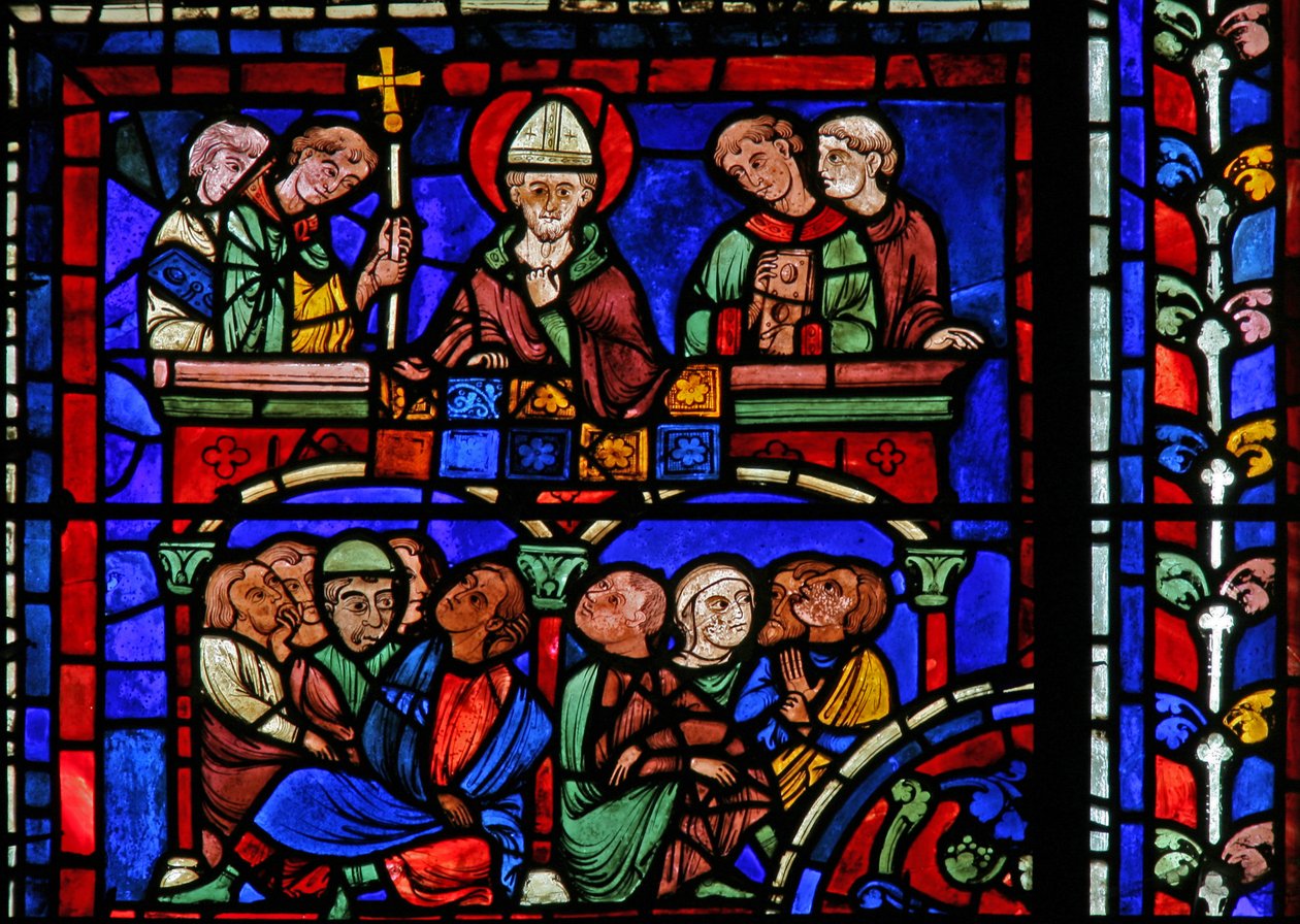 Ventana de San Martín: el santo predicando de French School