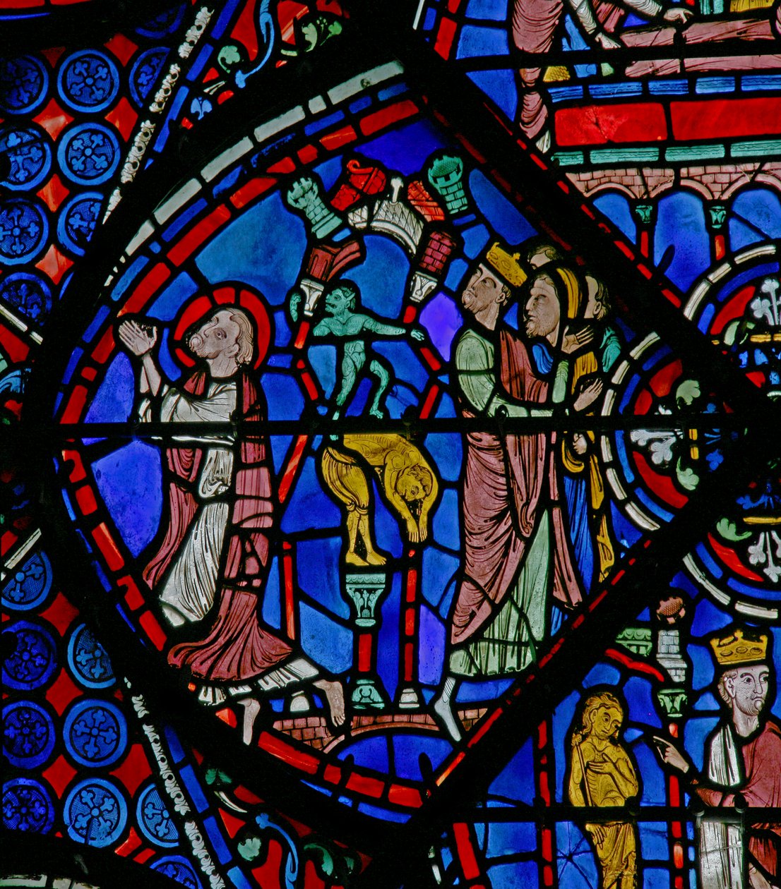 La ventana de San Tomás: mientras reza, un demonio rompe estatuas paganas de French School