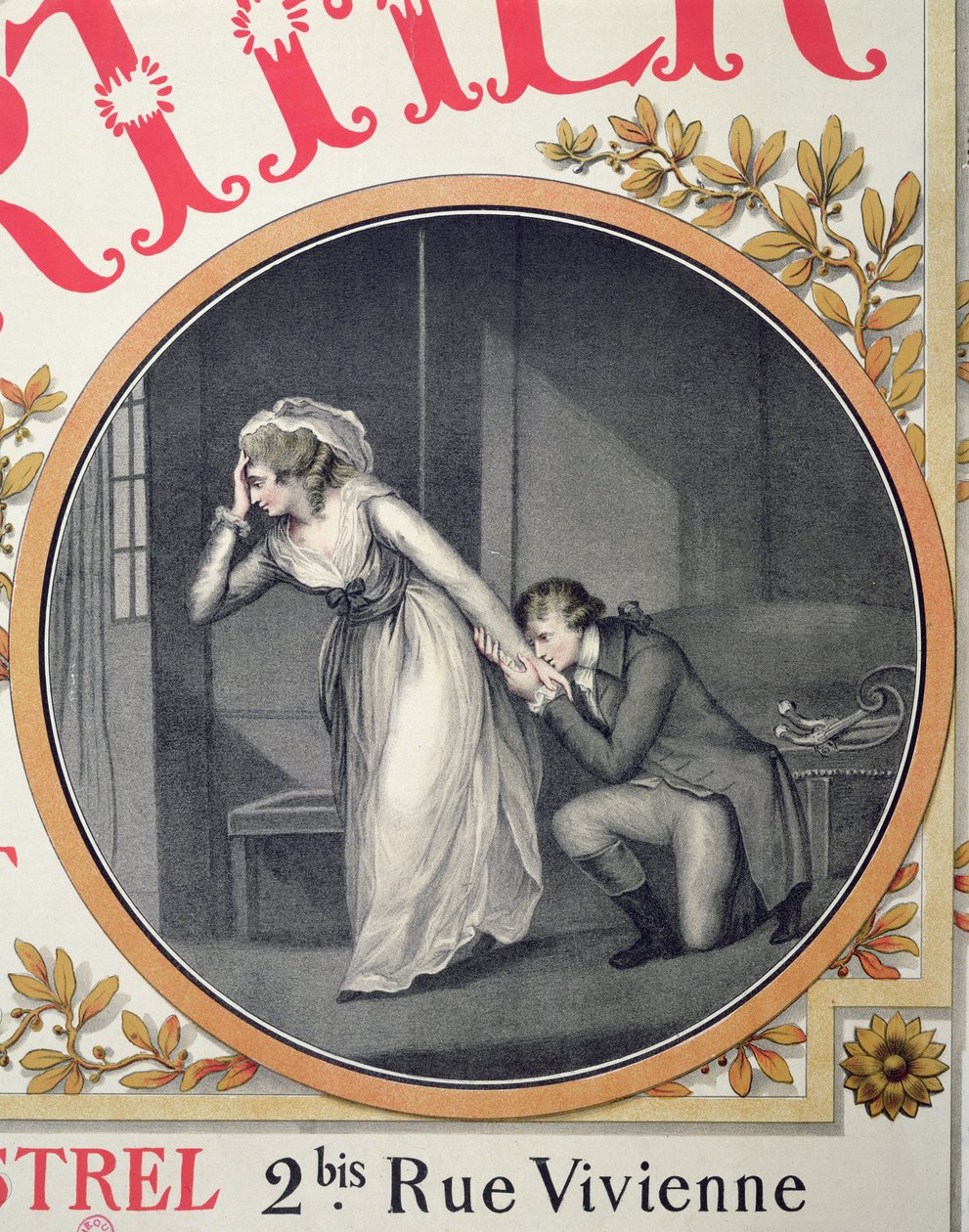"El sufrimiento del joven Werther", (detalle) de un cartel publicitario de la ópera "Werther" de Jules Massenet de French School