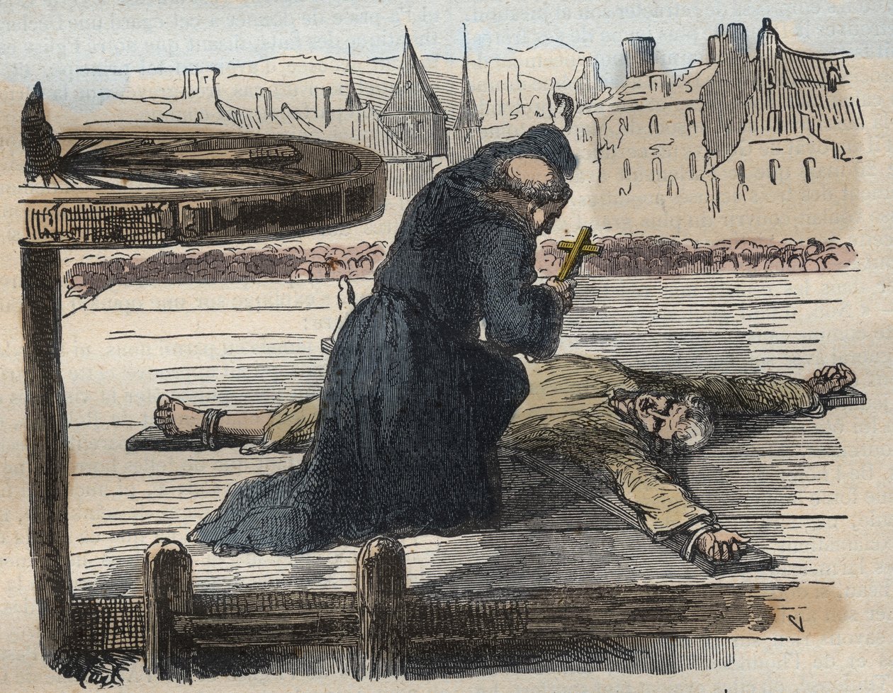 La tortura de Jean Calas, ilustración de Causes célèbres de tous les peuples..., por Armand Fouquier, 1858-67 de French School