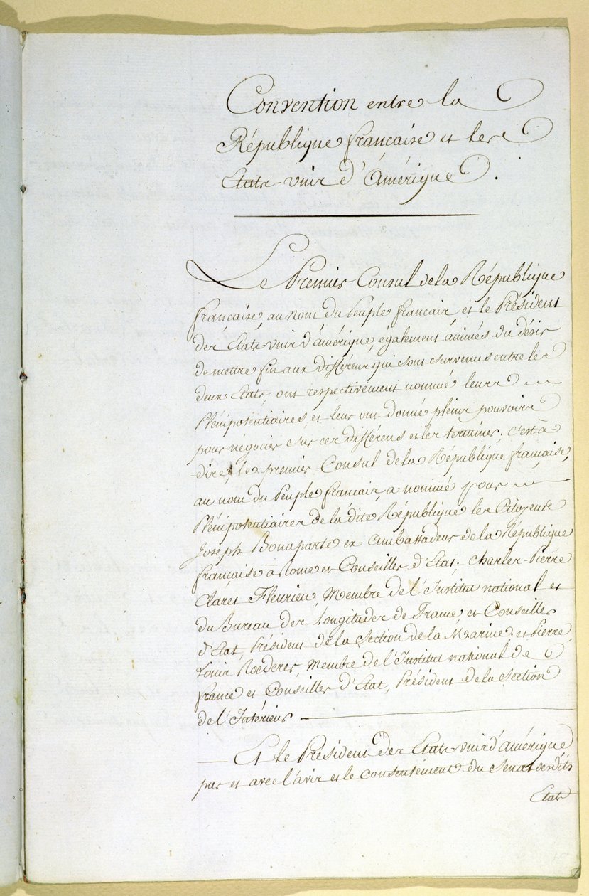 El Tratado de Mortefontaine, 30 de septiembre de 1800 de French School