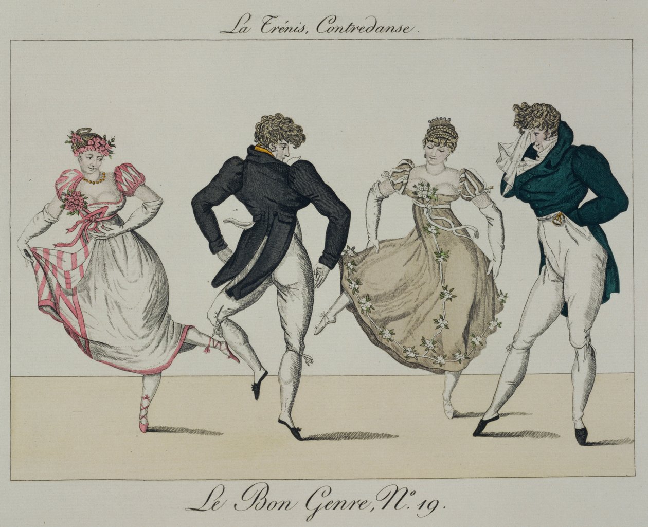 El Cuadrille de Trenis, lámina 19 de Le Bon Genre, 1805 de French School