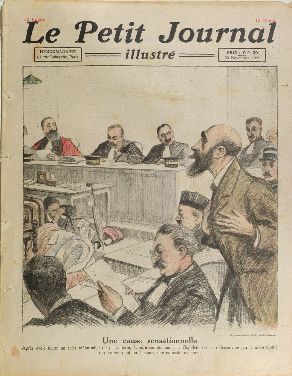 El juicio de Henri Désiré Landru (1869-1922) de Le Petit Journal, 20 de noviembre de 1921 de French School