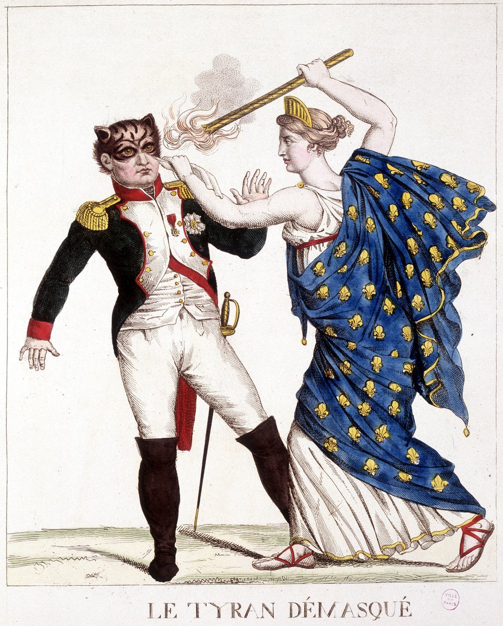 El tirano desenmascarado - en “Napoleón 1º, caricaturas, colección ficticia”, c. 1814 de French School
