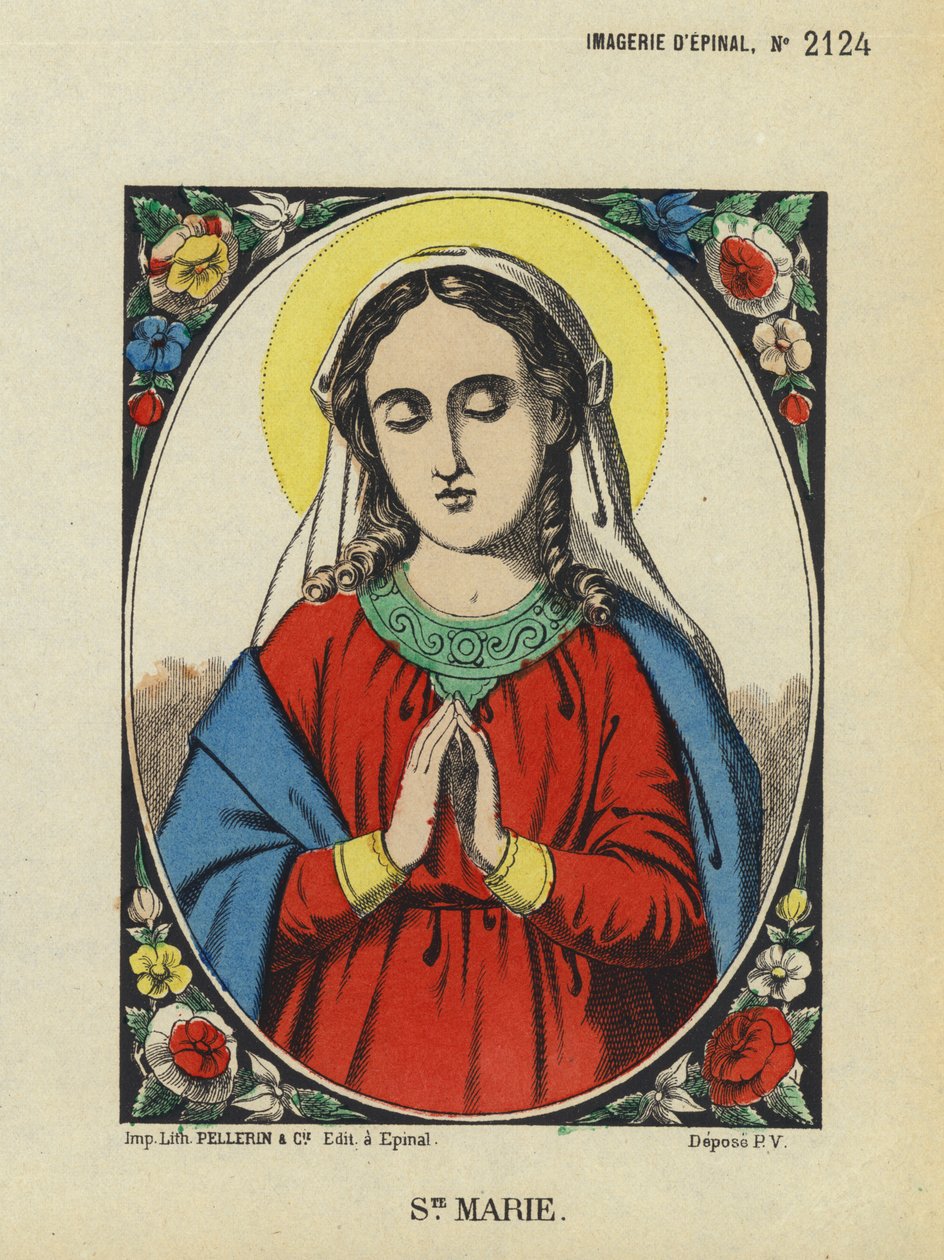 La Virgen María (litografía en color) de French School