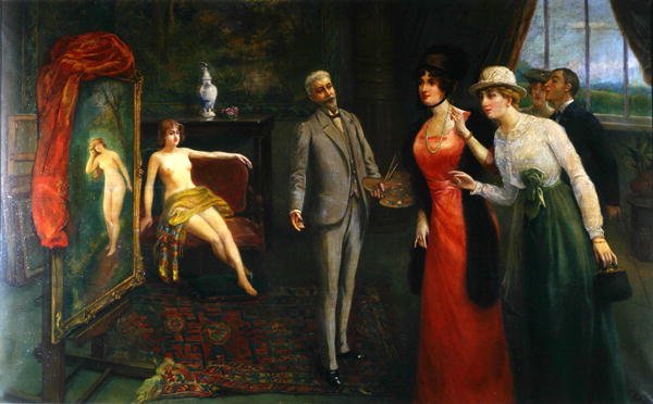 La visita al estudio del artista, c.1910 de French School