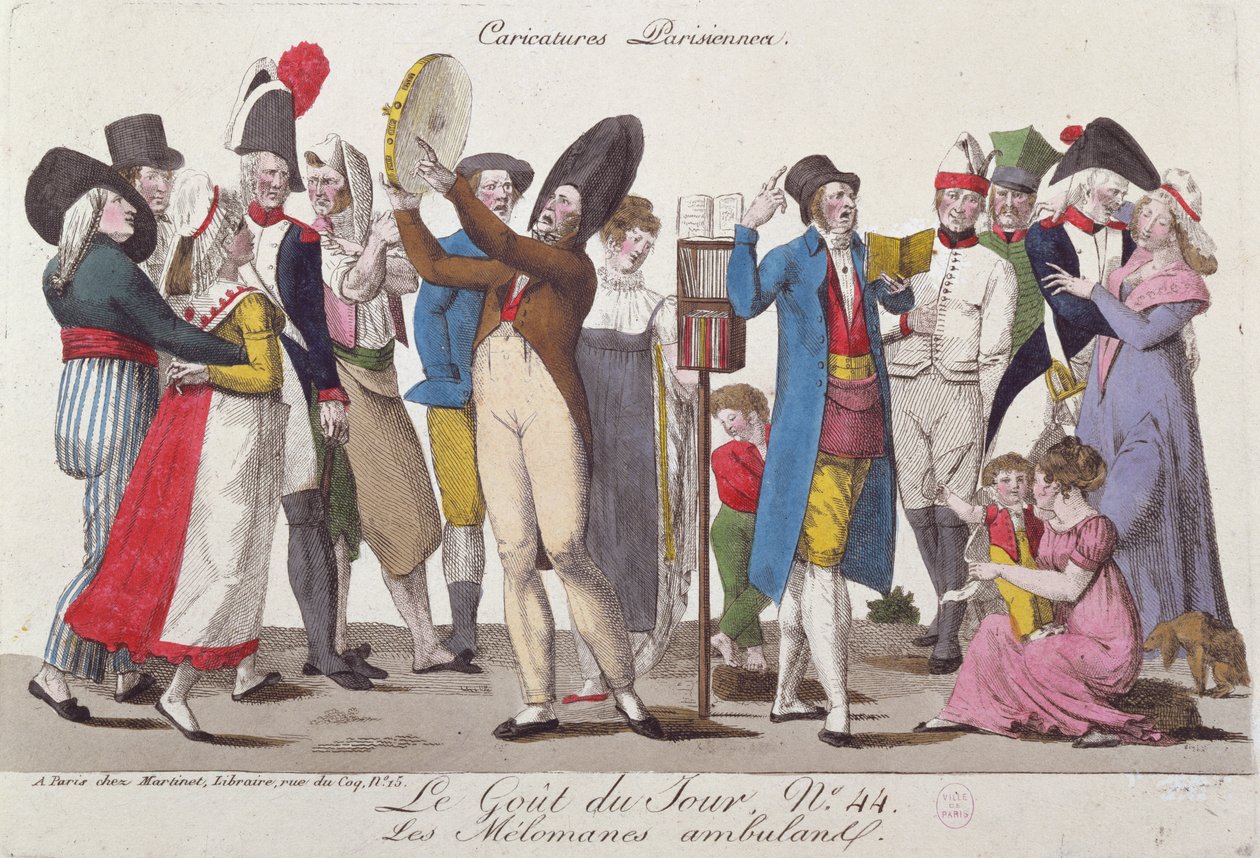 Los músicos errantes, número 44 en la serie Le Gout du Jour, principios del siglo XIX de French School