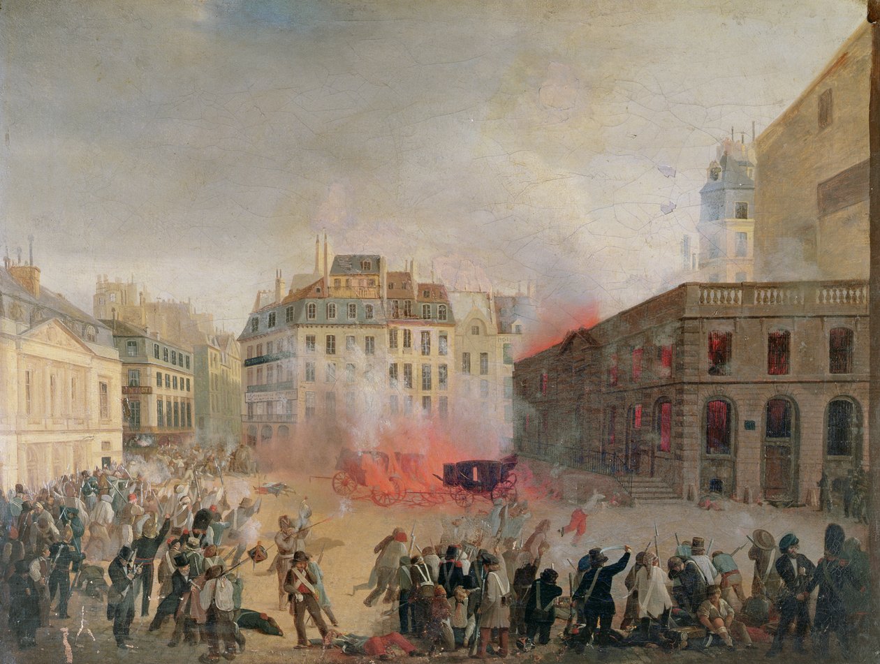La torre de agua en llamas, Place du Palais Royal, 24 de febrero de 1848 de French School