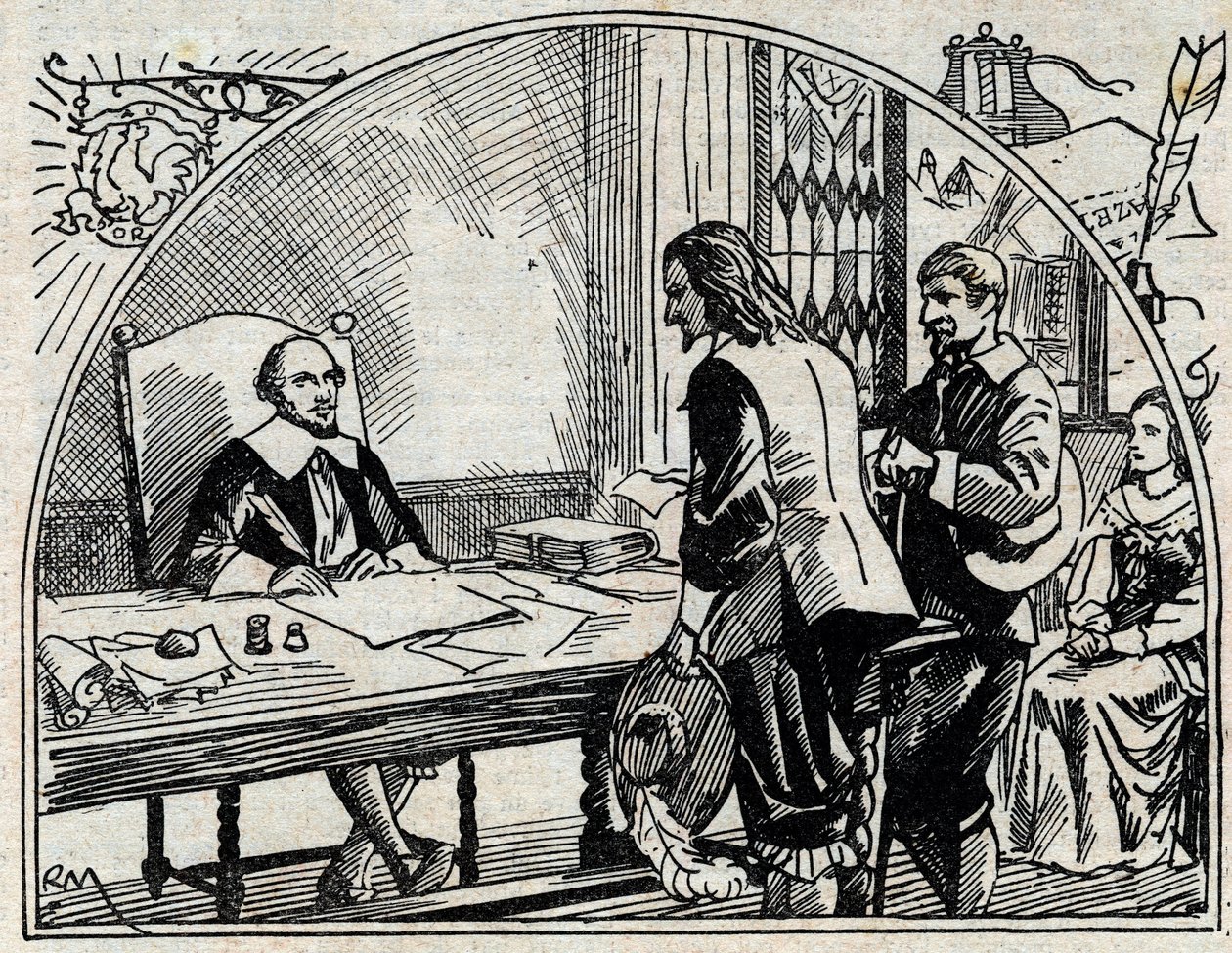 La oficina de dirección de Theophraste Renaudot (1586-1653), médico y periodista francés, fundador de la Gazette de France. Grabado anónimo de 1930. de French School