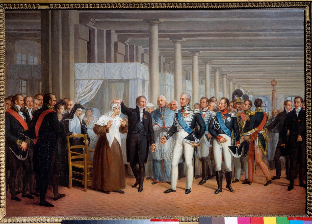 El anatomista y cirujano Barón Guillaume Dupuytren (1777-1835) en el Hôtel-Dieu presenta un ojo operado al rey Carlos X. Pintura, escuela francesa siglo XIX. París, museo Carnavalet de French School
