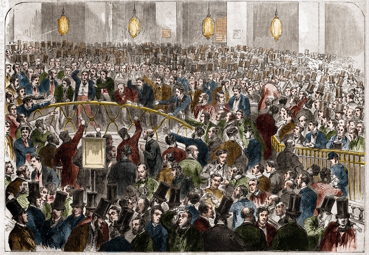 La cesta de los agentes de cambio en la Bolsa de París en 1867. de French School