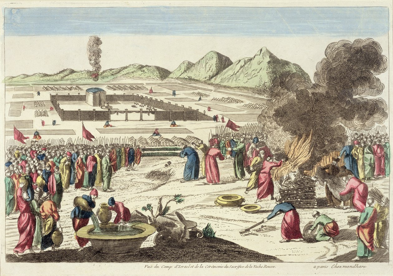El campamento de los israelitas y el sacrificio de la vaca roja de French School