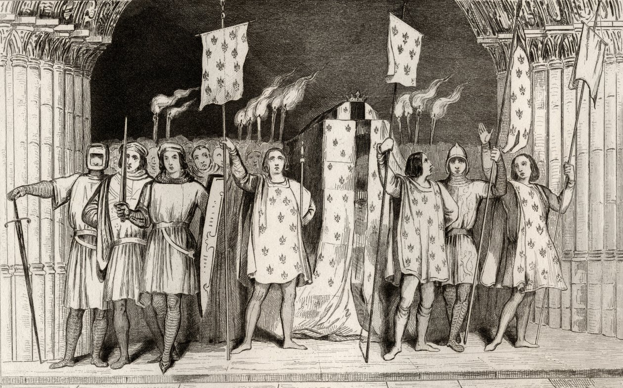 El infante muerto Juan I (1316) el Póstumo proclamado Rey en su funeral, de 