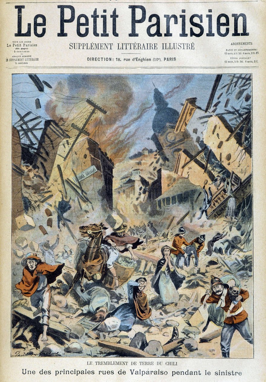 El terremoto en Chile: Valparaíso durante el desastre - en "The Little Parisian" del 09/09/1908 de French School
