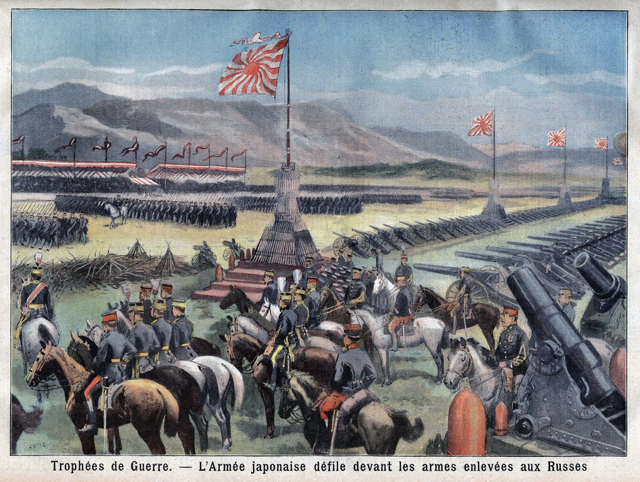 El fin del conflicto ruso-japonés, el ejército victorioso de Japón frente a la toma de armas rusas, en 