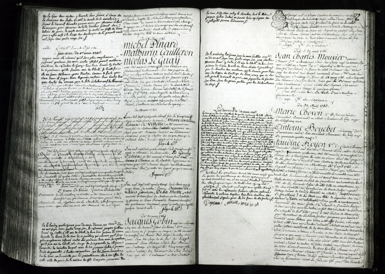Registro de entrada en prisión de Jeanne de Valois-Saint-Rémy, Condesa de La Motte (1756-91) 1786 de French School