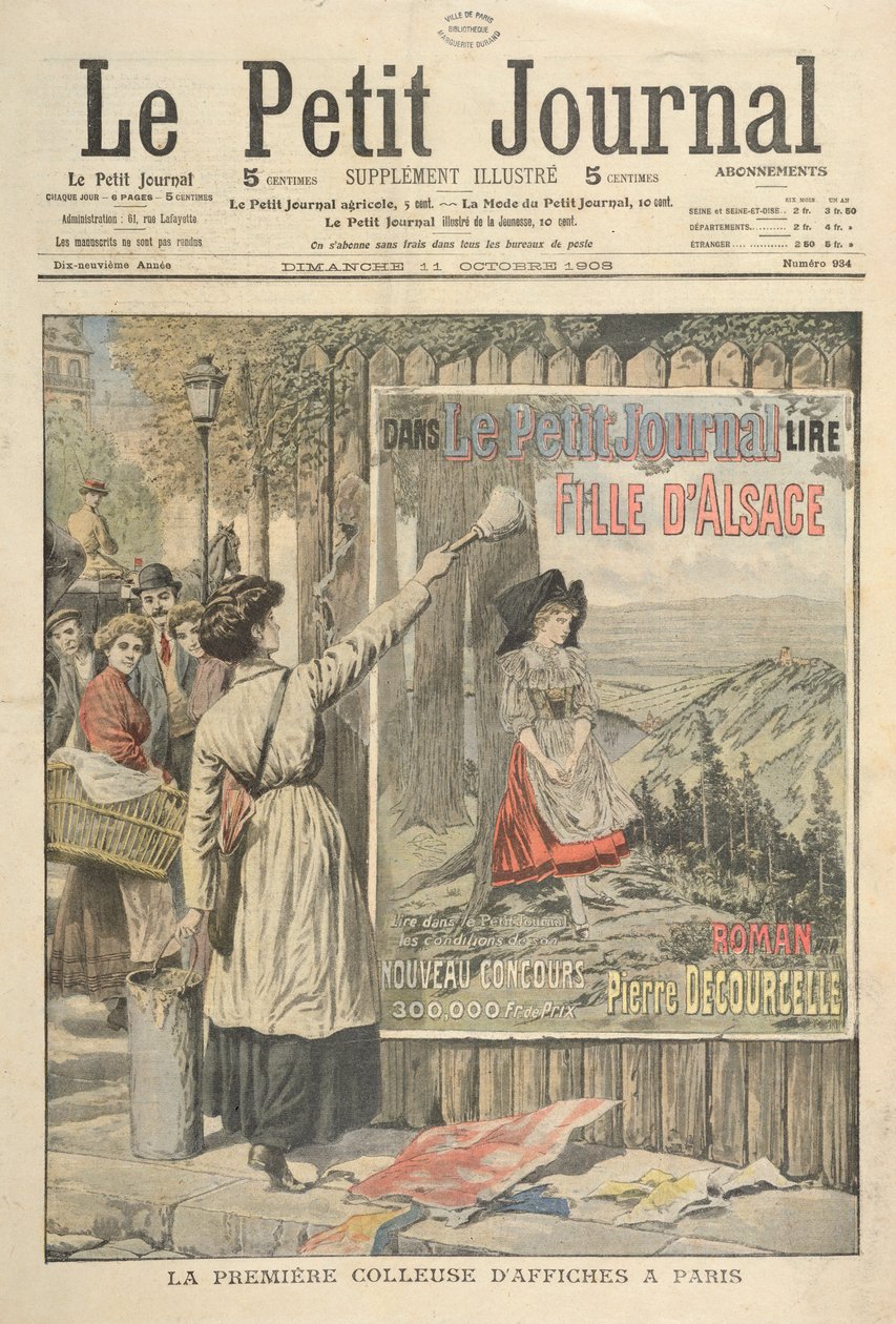 La primera mujer cartelera en París, de Le Petit Journal, 11 de octubre de 1906 de French School