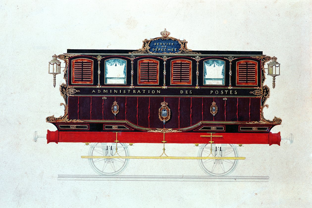 El primer furgón de correos en Francia, c.1830-48 de French School