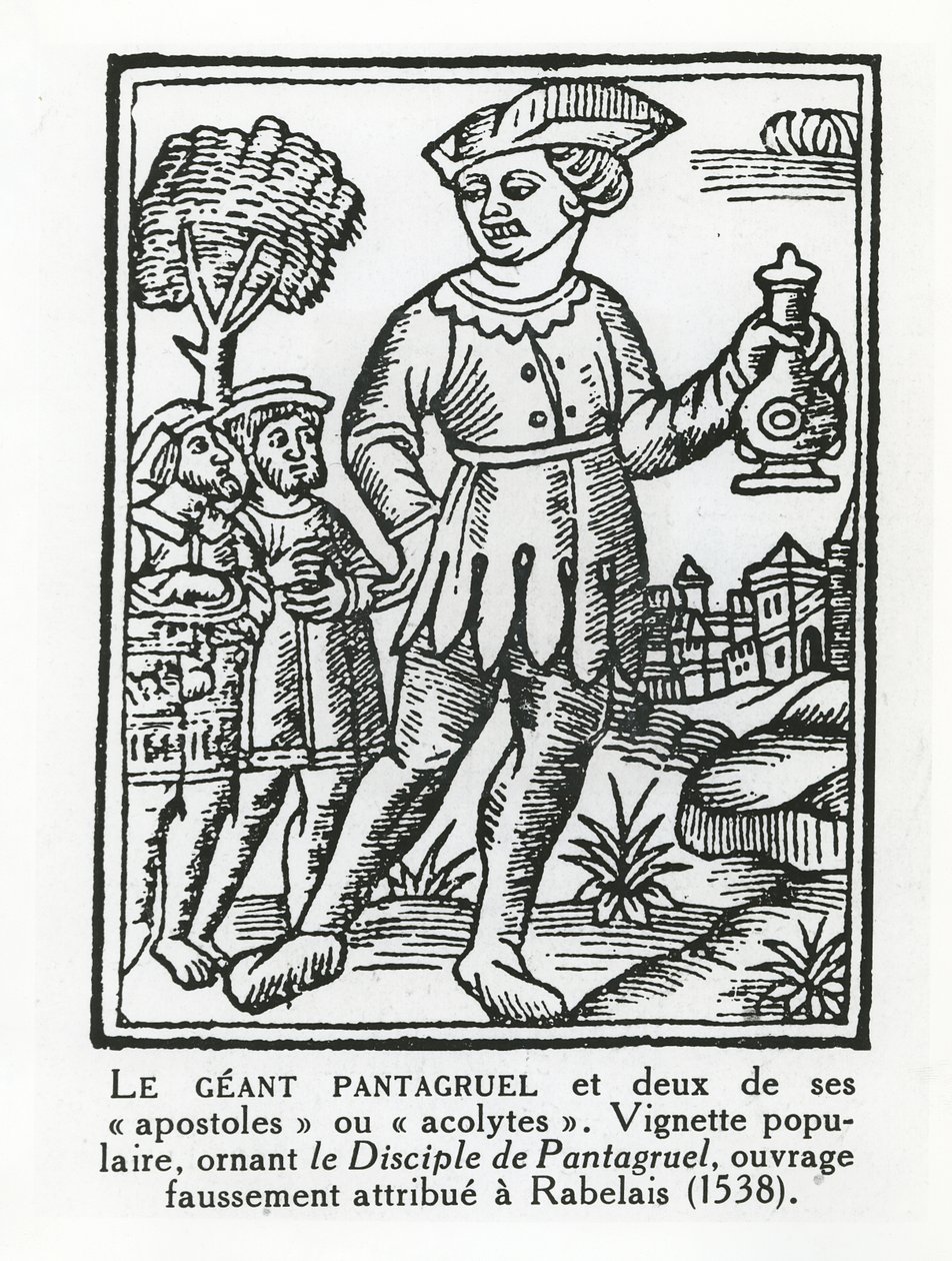 El gigante Pantagruel y dos de sus apóstoles, de 