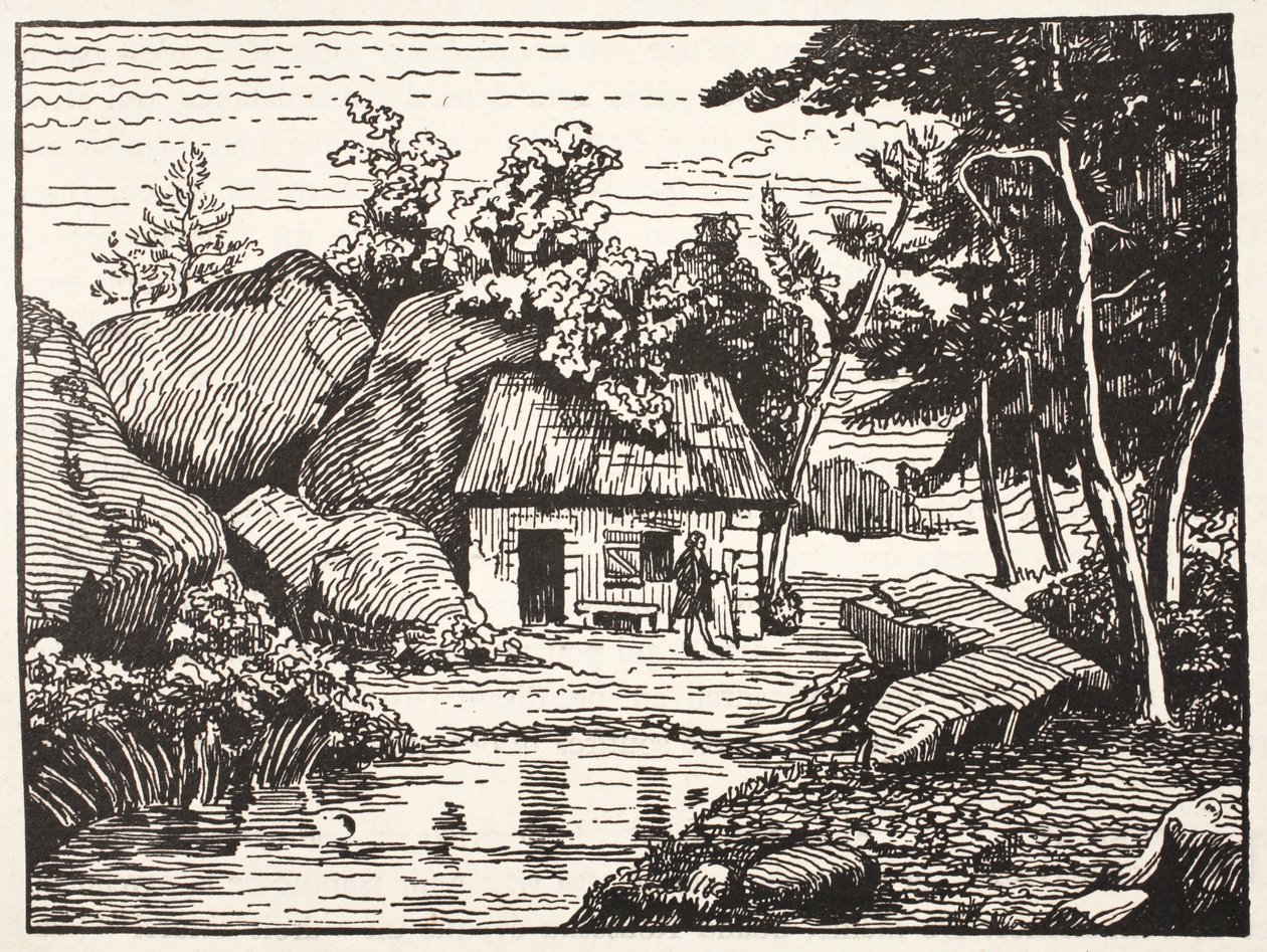 La cabaña de J.J. Rousseau de French School
