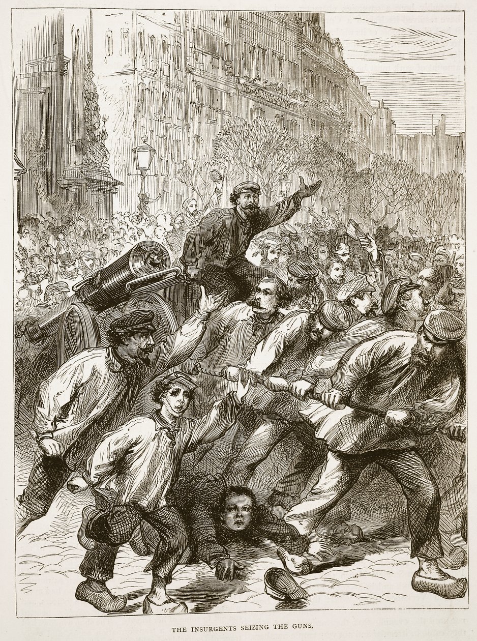 Los insurgentes apoderándose de los cañones, marzo de 1871, ilustración de la Historia de la Guerra entre Francia y Alemania de Cassell, 1870-1871 de French School