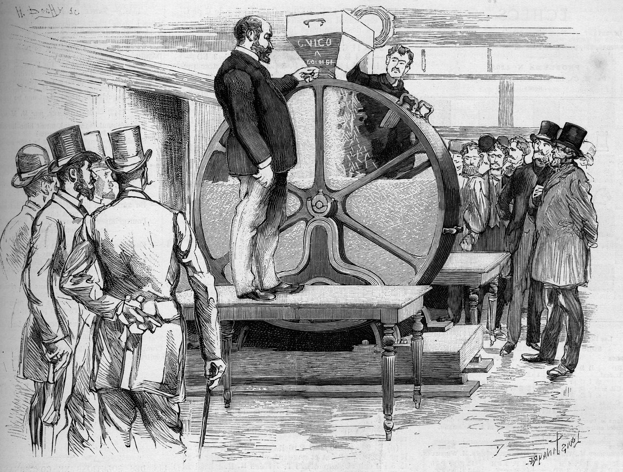 La introducción de los bonos de Panamá en presencia de los directores en 1888 de French School