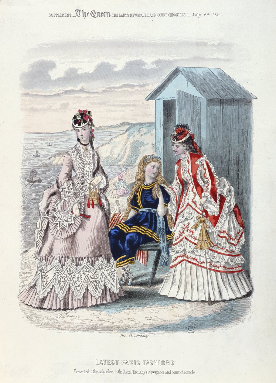 Las últimas modas parisinas para la playa y para nadar, 1872 de French School