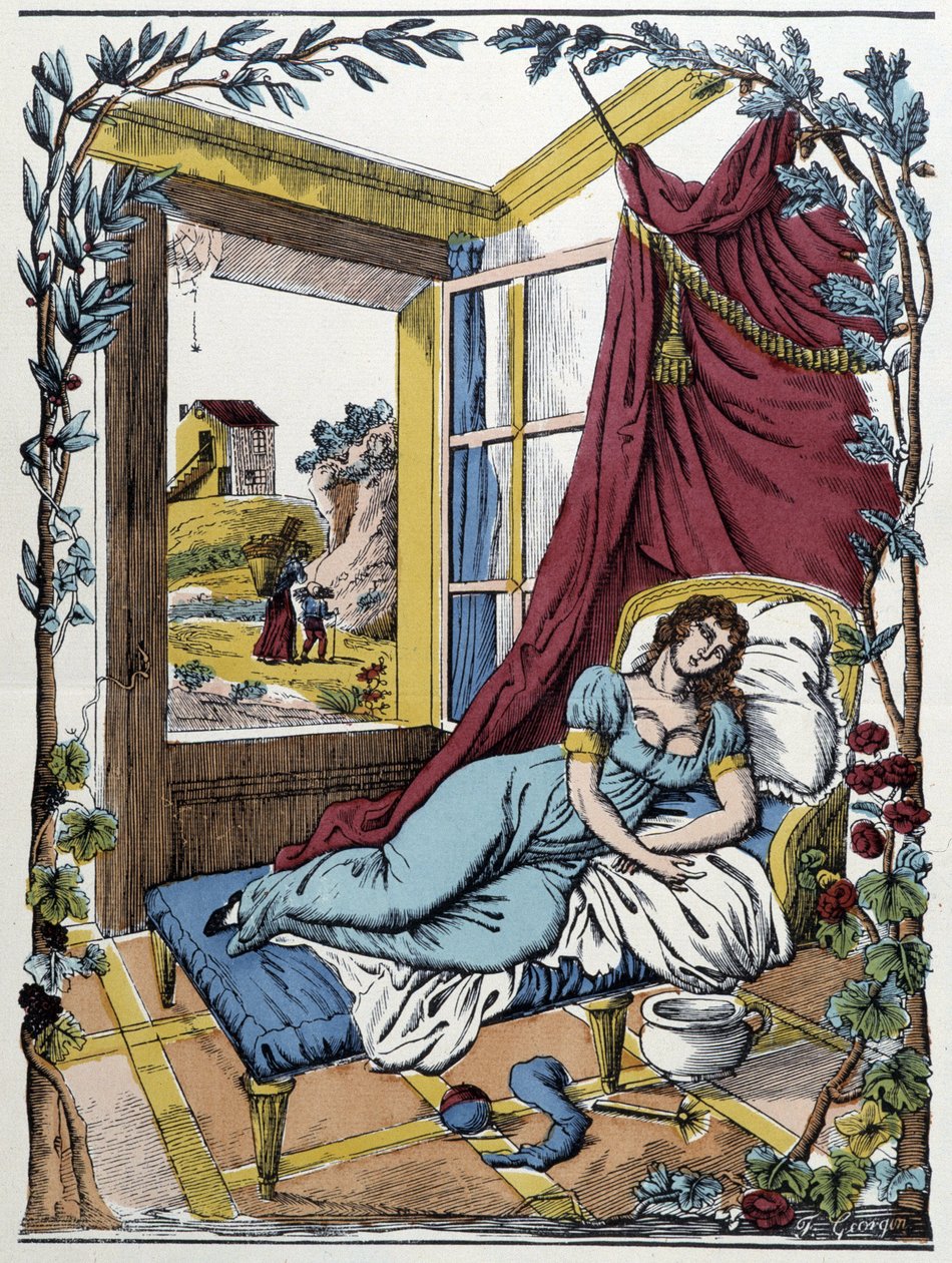 El perezoso - imagen de Epinal Pellerin, grabado por Georgin de French School