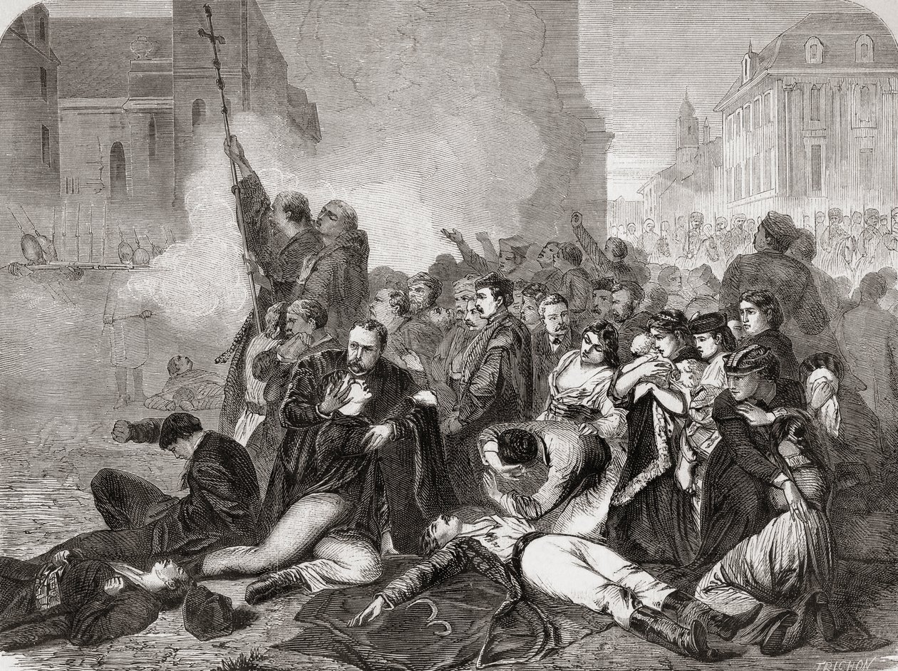 La masacre de civiles en Castle Square, Varsovia, el 8 de abril de 1861 por infantería y caballería rusa, de "L