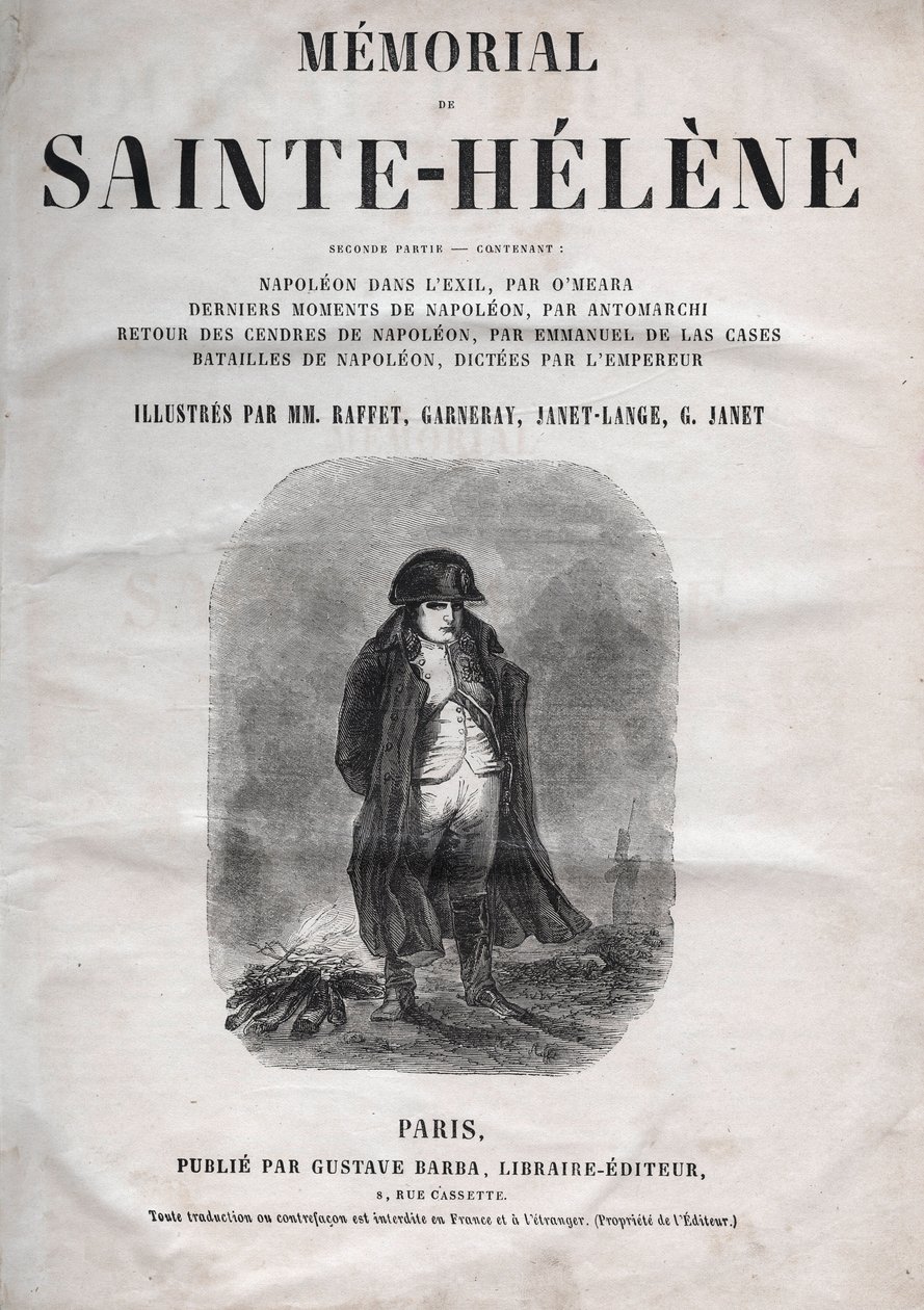 El memorial de Santa Elena por el Conde Emmanuel de Las Cases (1766-1842) - Napoleón en Santa Elena - edición de 1860 de French School