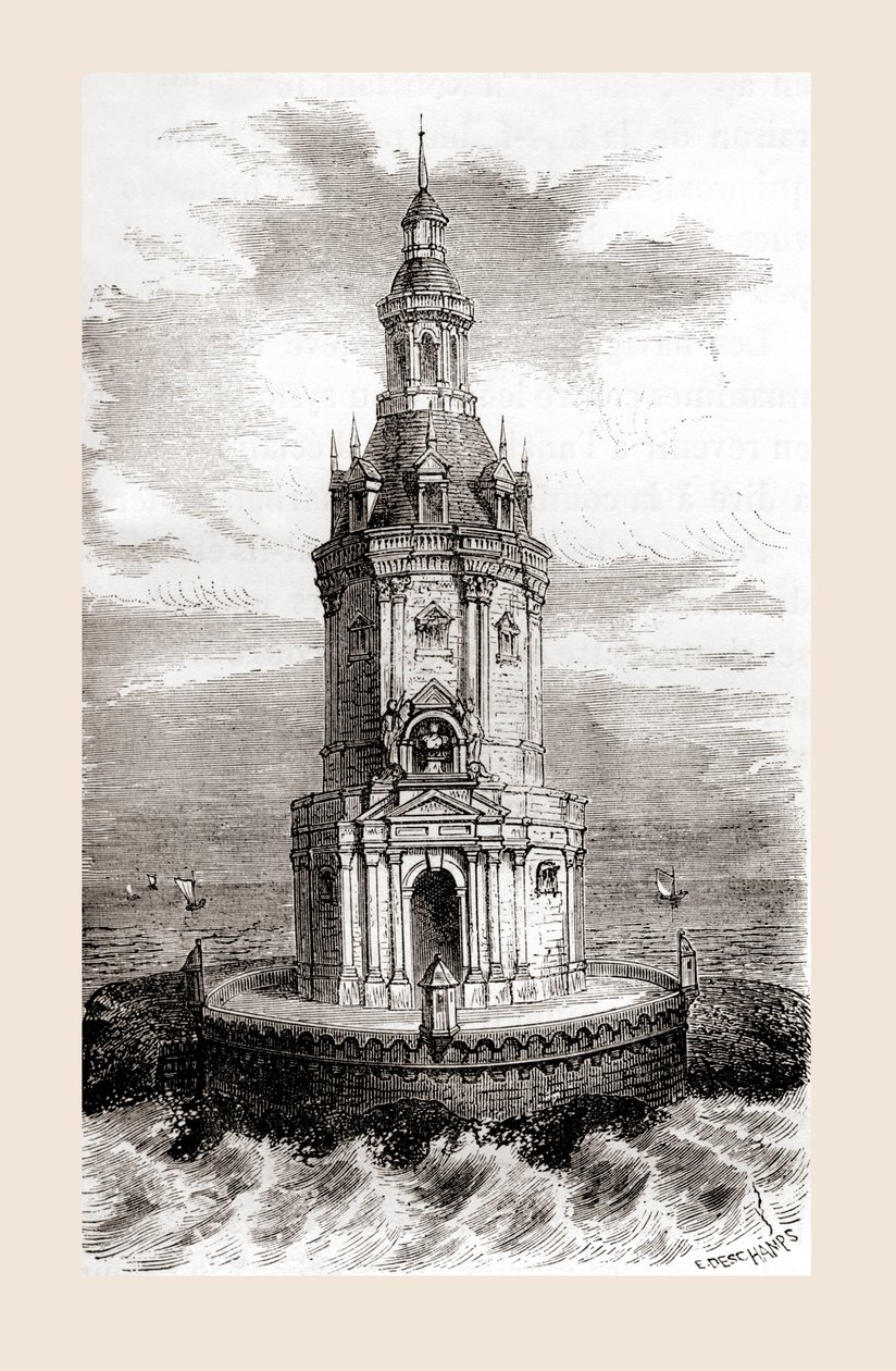 El faro original del siglo XVII de Cordouan, cerca de la desembocadura del estuario de Gironda en Francia, de 
