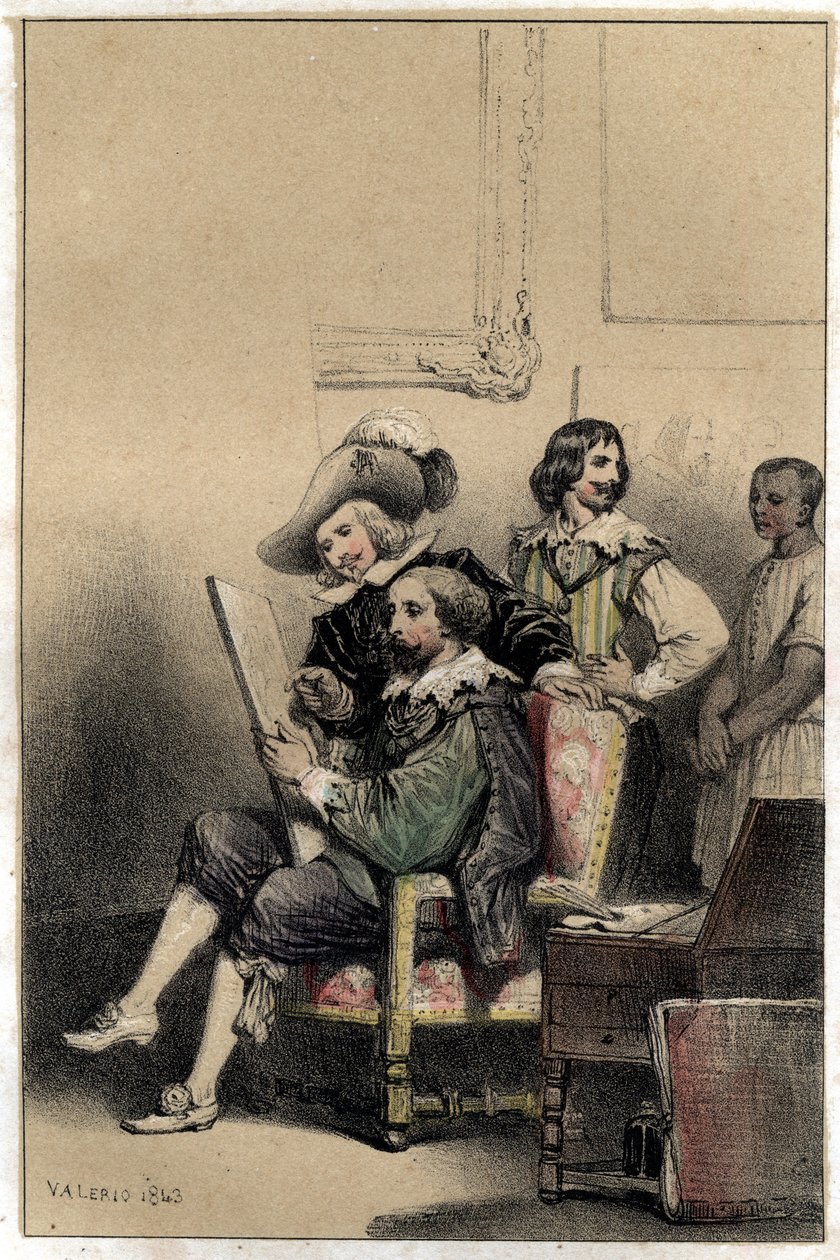 El pintor Diego Velázquez (1599-1660) recibiendo en su estudio a Pierre Paul Rubens (1577-1640). Lámina tomada de 