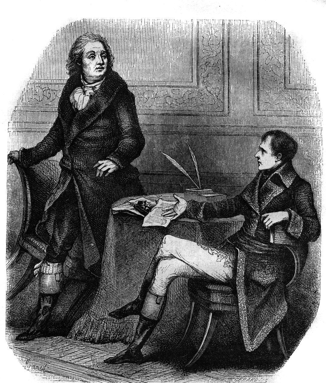 El poeta y dramaturgo Jean Francois (Jean-Francois) Ducis (1733-1816) con Bonaparte (Napoleón I) de French School