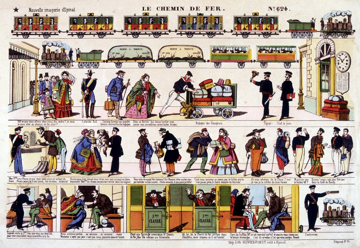 El ferrocarril, imagen de Epinal del siglo XIX de French School