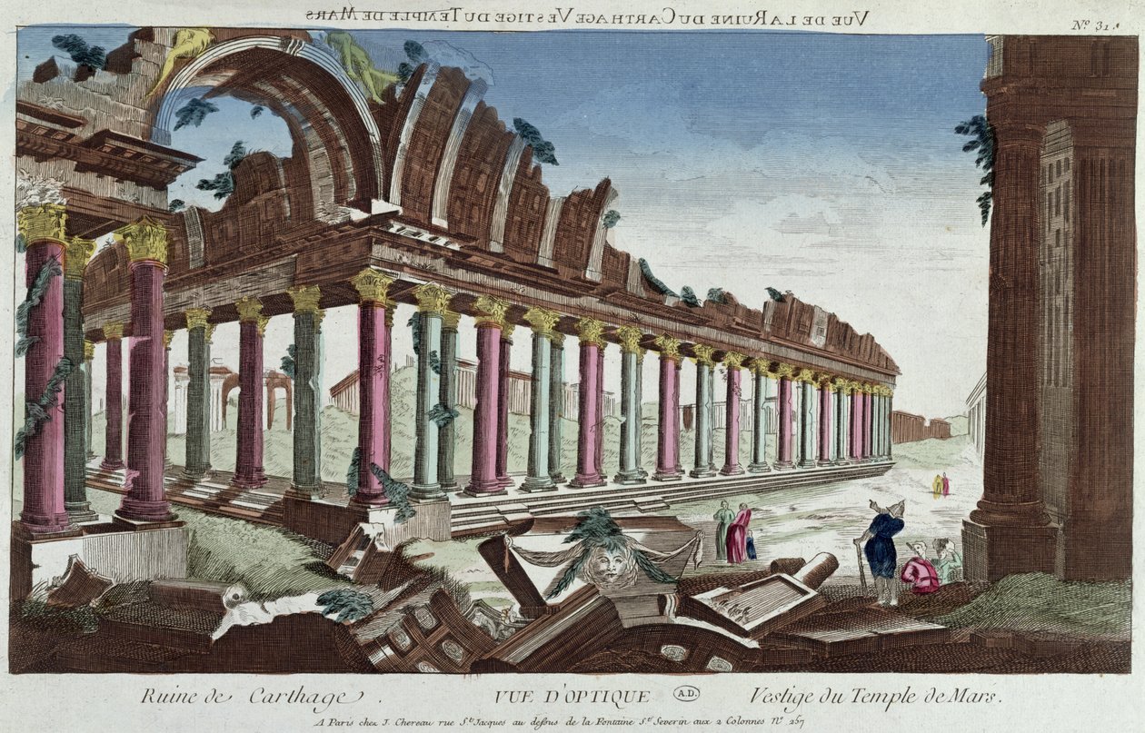 Los restos del Templo de Marte entre las Ruinas de Cartago de French School