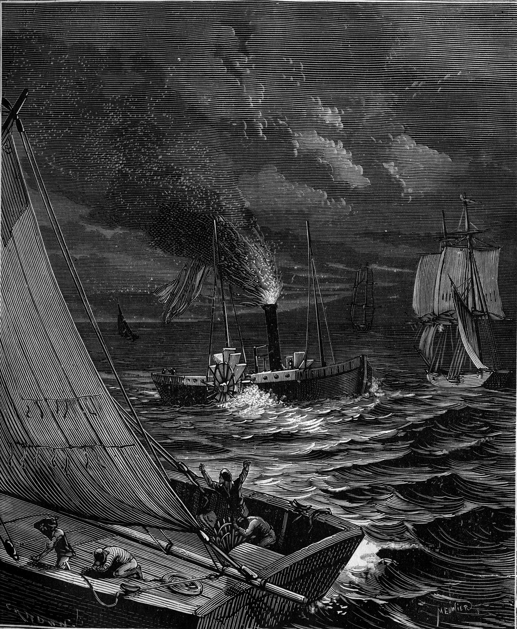 El barco fue hecho en 1807 por Robert Fulton para la ruta Nueva York - Albany en el río Hudson de French School