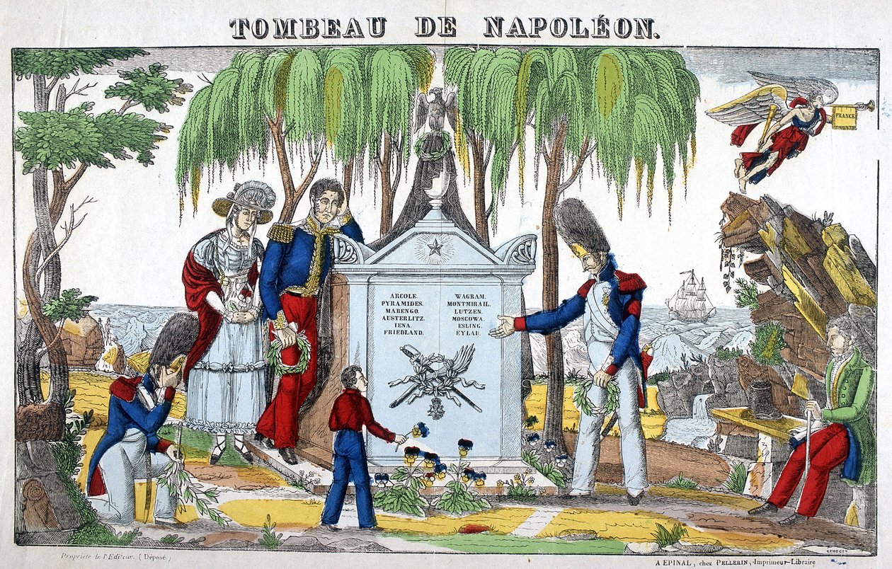 La tumba de Napoleón Bonaparte en la isla de Santa Elena. Imagen de Epinal de French School