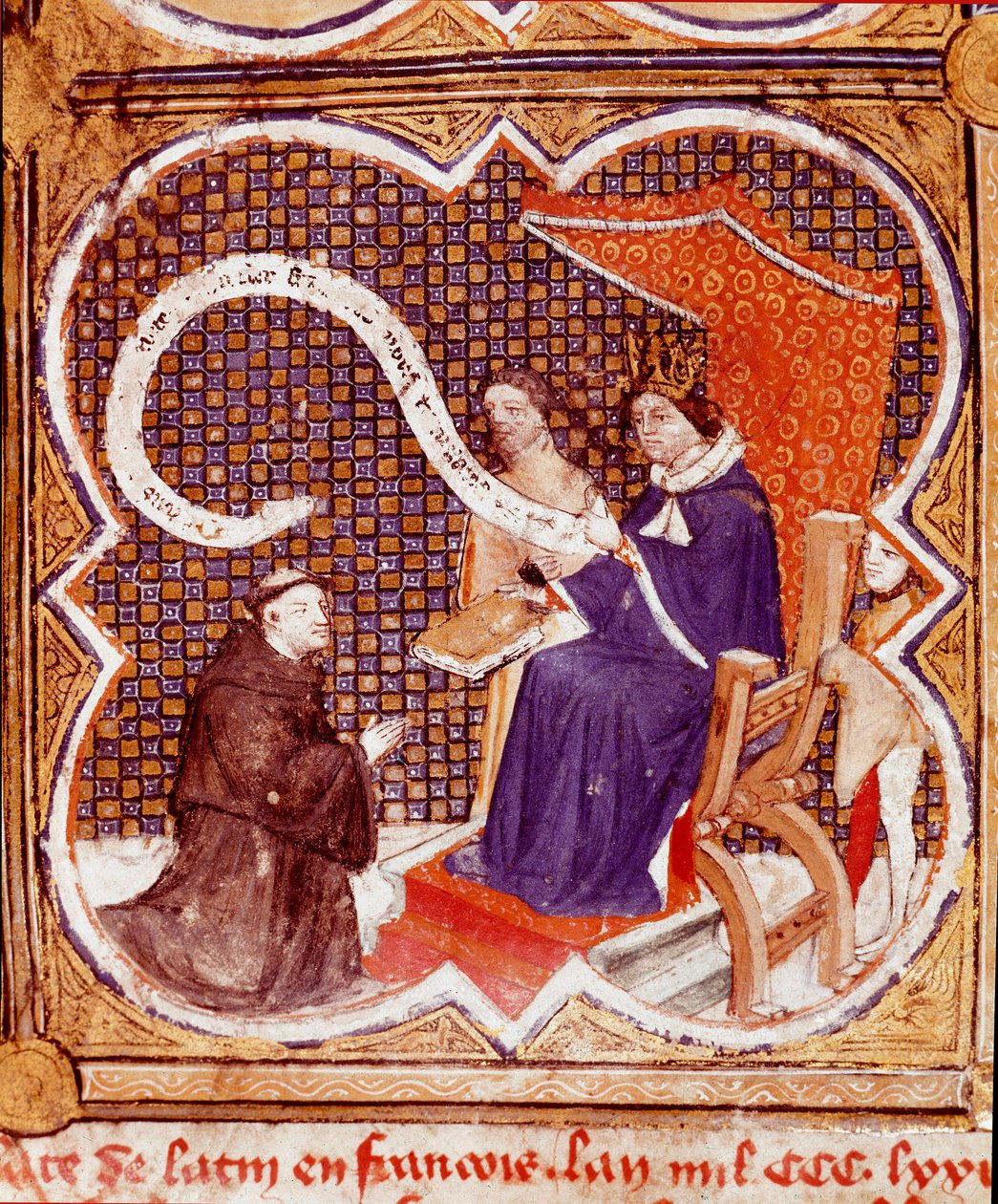 El traductor ofrece su libro al Rey Carlos V (1338-1380). Miniatura de 