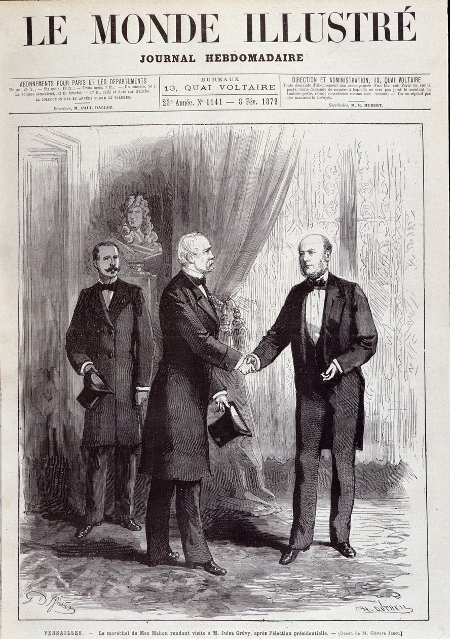 La visita del Mariscal Patrice de Mac Mahon (Mac-Mahon) (1808-1893) al Presidente Jules Grevy (1807-1891). En 