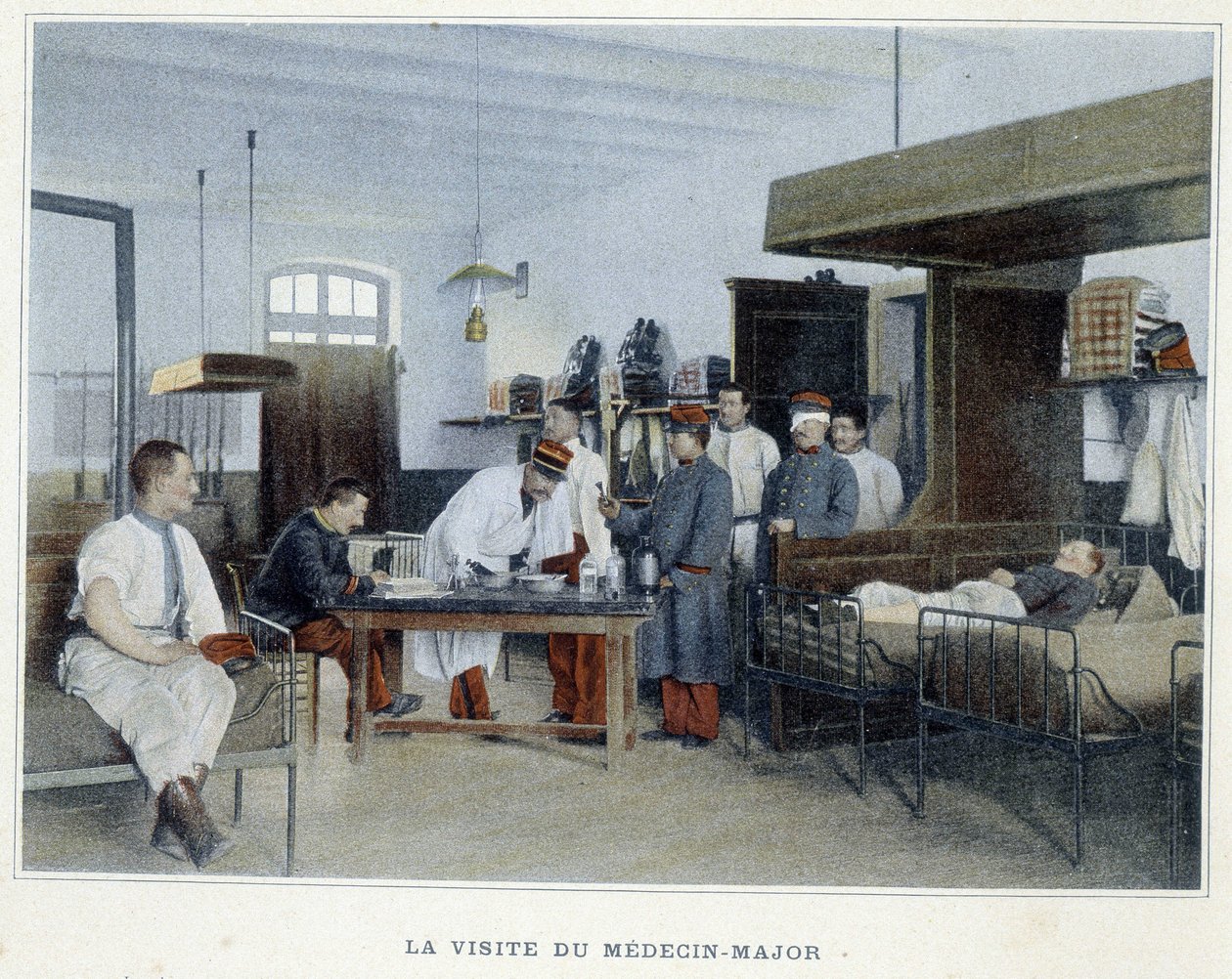 La visita del médico mayor - en “Álbum Militar” - infantería: servicio interno de French School