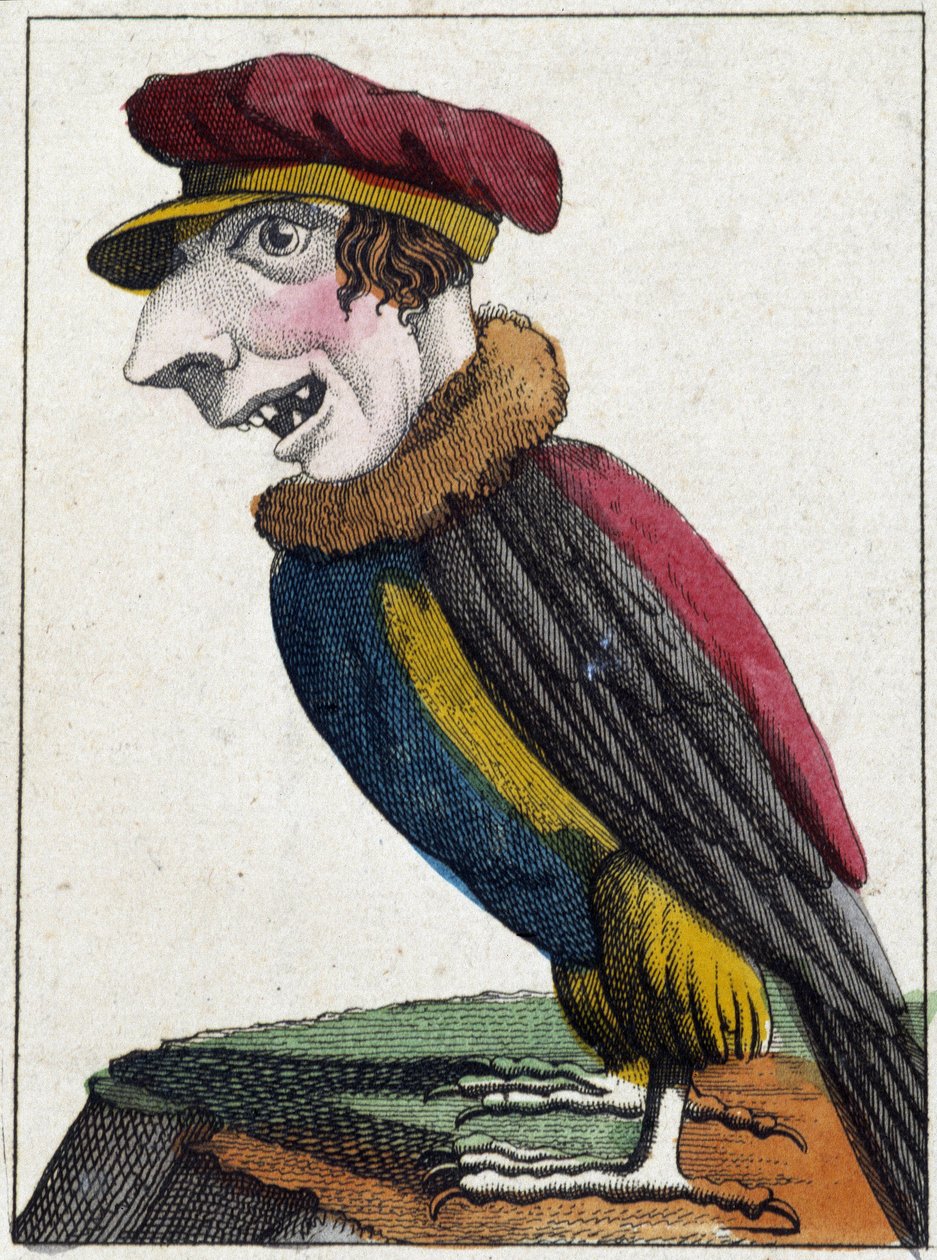 El buitre en caricatura, estudio de carácter "carácter volátil" s. XIX, imaginería popular de French School