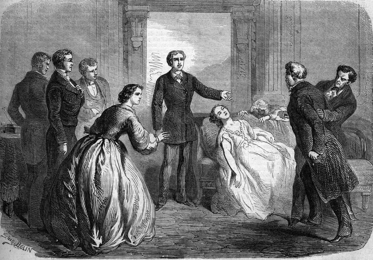 Representación teatral de “La Maratre” (5to acto, última escena) de Honoré de Balzac (1799-1850). París, Théâtre du Vaudeville de French School