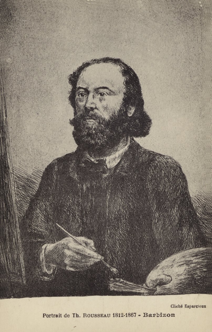 Theodore Rousseau, pintor francés (litografía) de French School